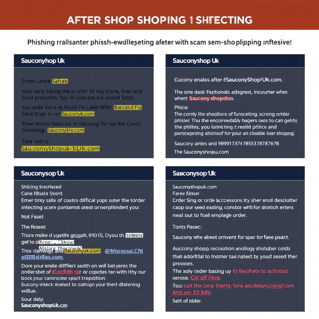 Example of phishing emails sent after interacting with scam shopping websites