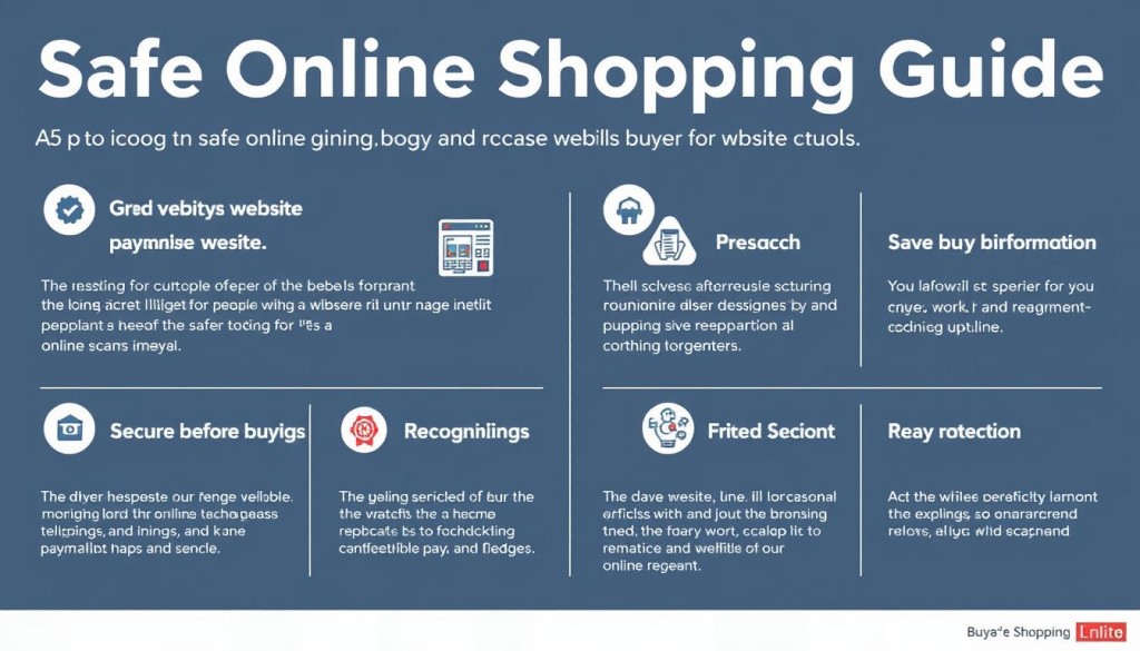 Infographic with tips for safely shopping online and avoiding scam websites