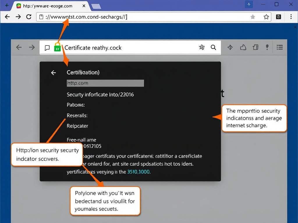 Screenshot showing how to verify a website's security and legitimacy through browser tools